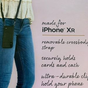 Crossbody Wallet Phone Case by Fellowes w/ Strap iPhone XR Black NEW